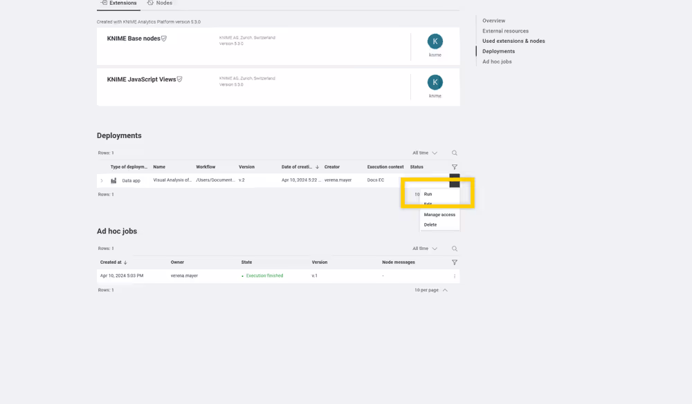 Run a data app deployment