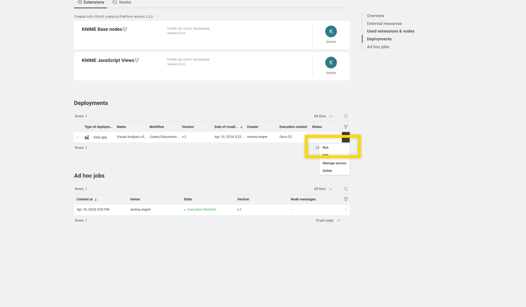 Run a data app deployment