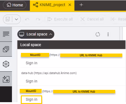 Connect to the Business Hub in the space explorer