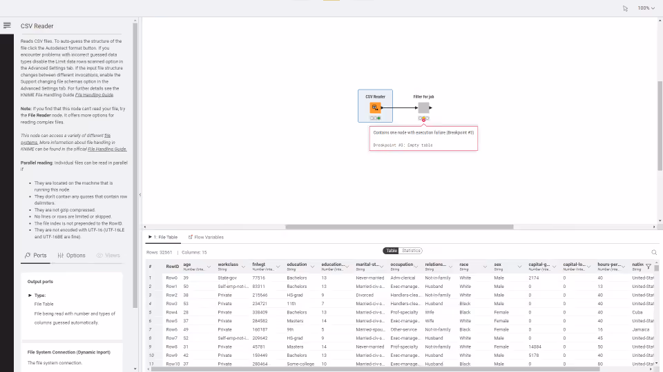 Inspect node messages and data at the output port of a node