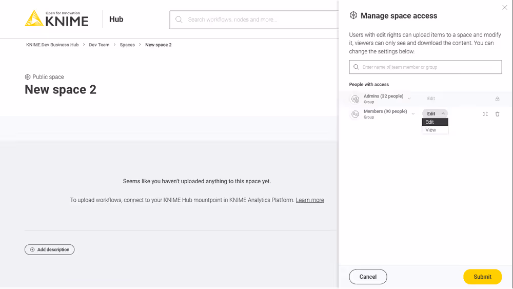 Manage the access to a space