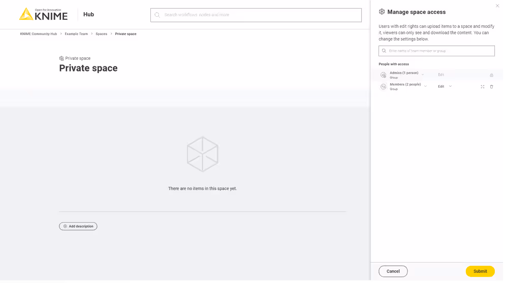 Manage the access to a space