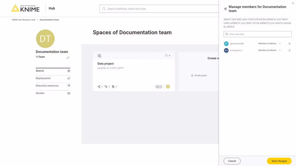 Manage team members