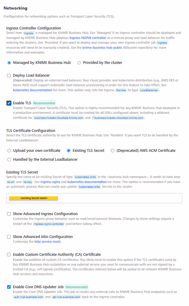 Networking configuration