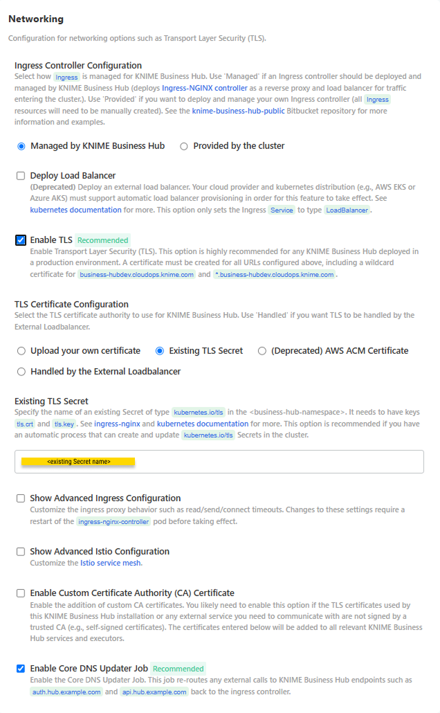 Networking configuration