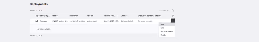 Run a data app deployment