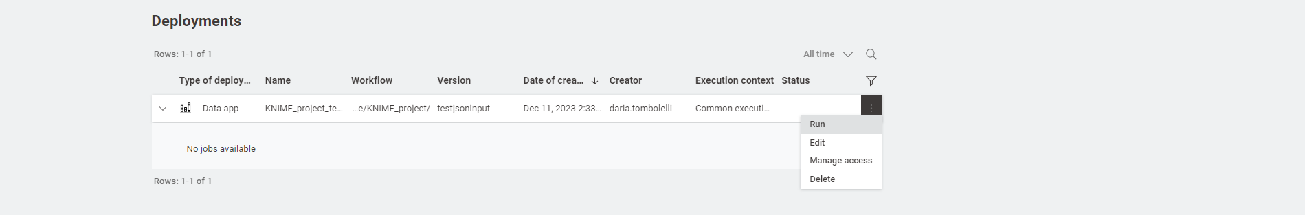 Run a data app deployment