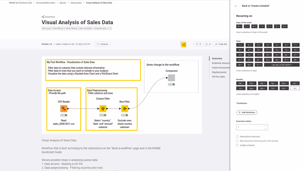 Set the details for a schedule