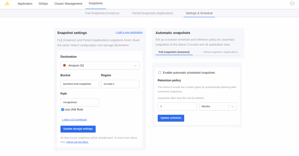 img snapshot destination settings