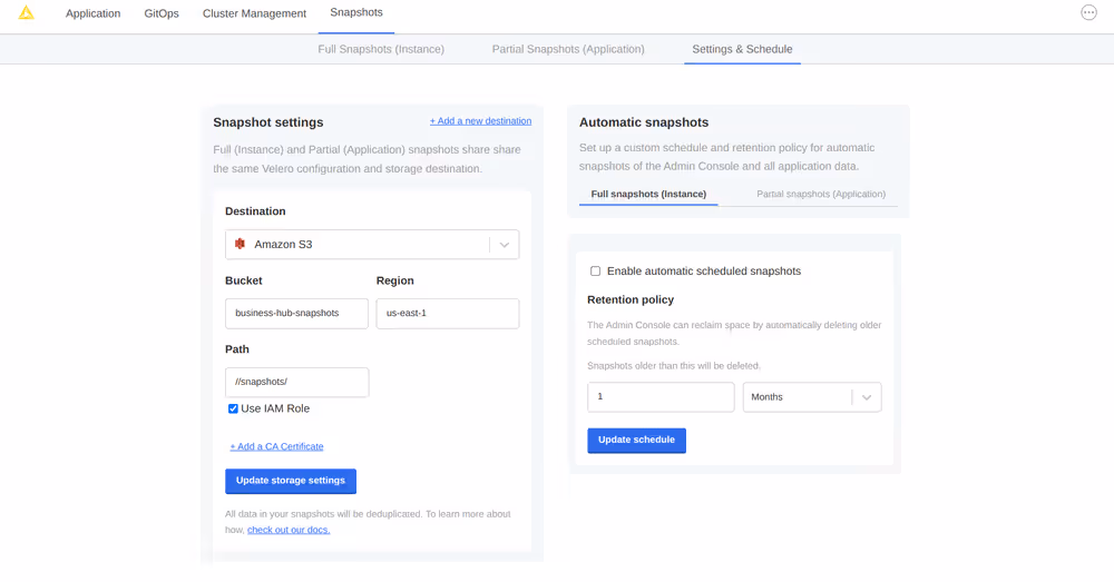 img snapshot destination settings