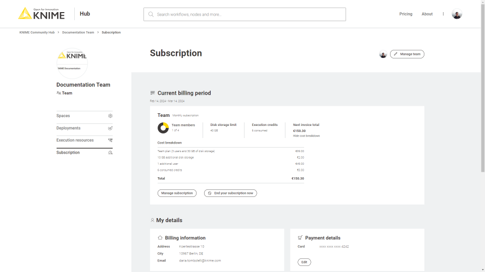 Subscription with execution contexts