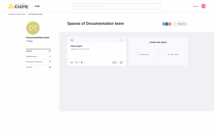 The team's profile page