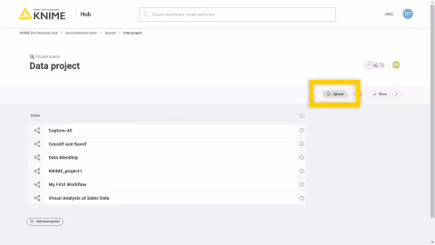 Upload a local item to KNIME Hub via web UI