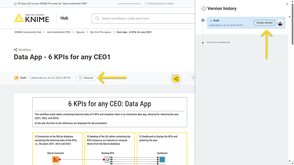 Workflow history