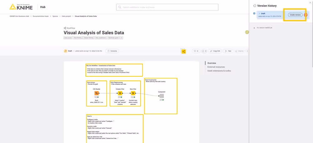 Versioning of a workflow
