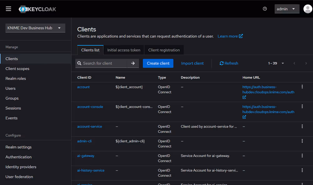 Create a client in Keycloak