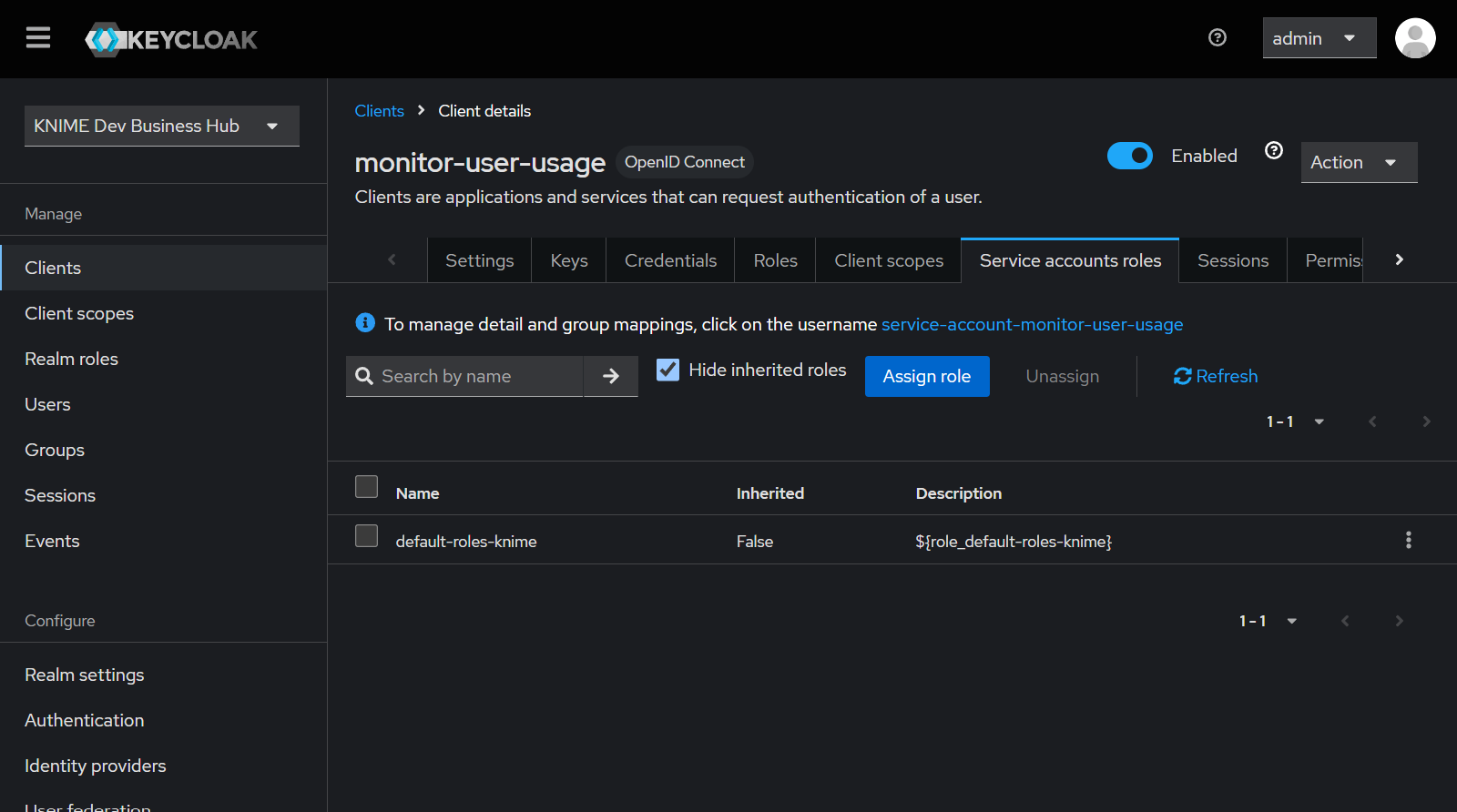 Assign roles to the service account