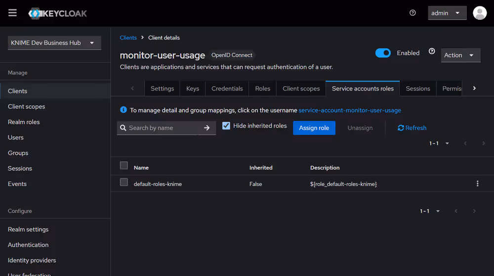 Assign roles to the service account