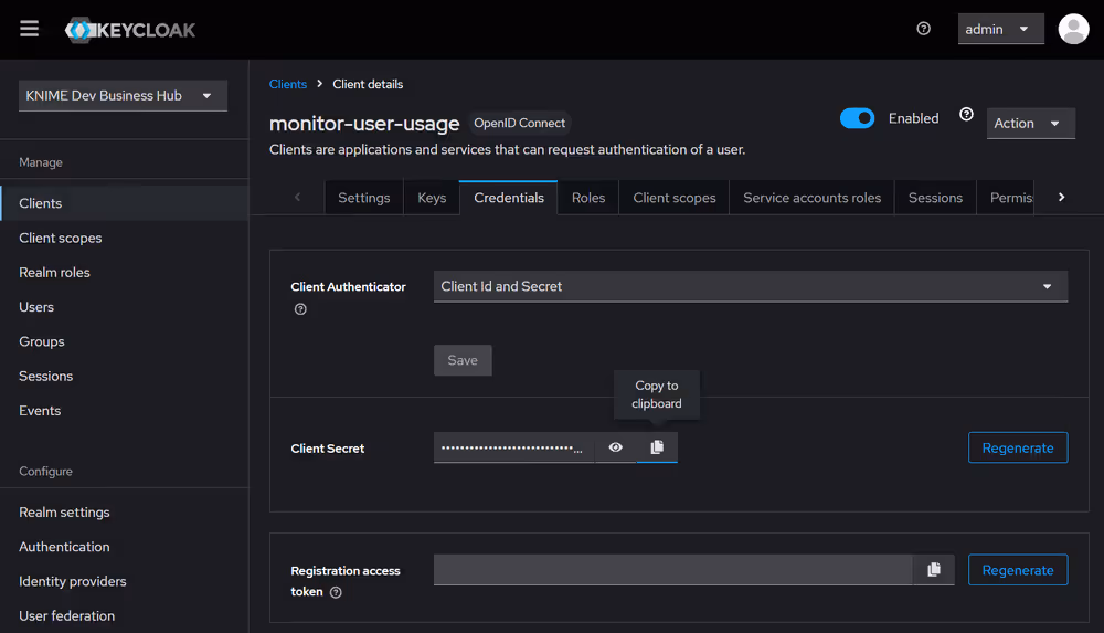 Retrieve the Client ID and Client secret