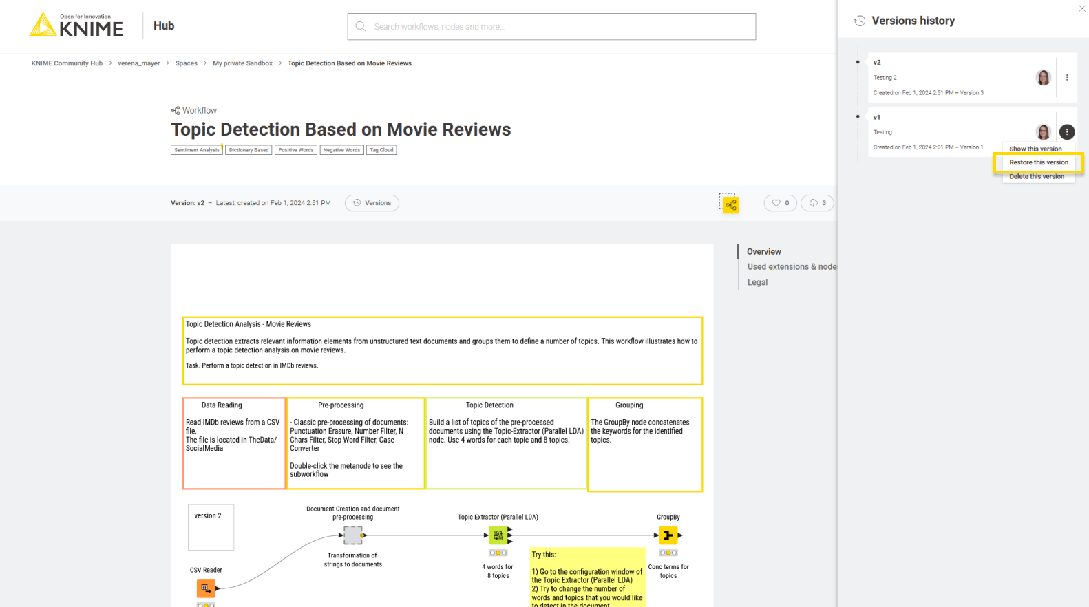 Restore version