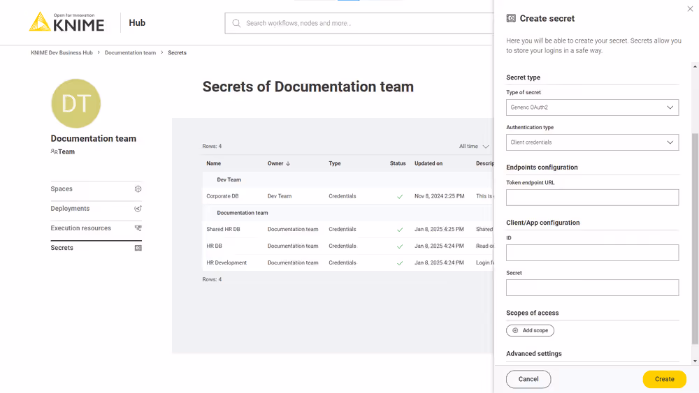 img secrets generic oauth client credentials