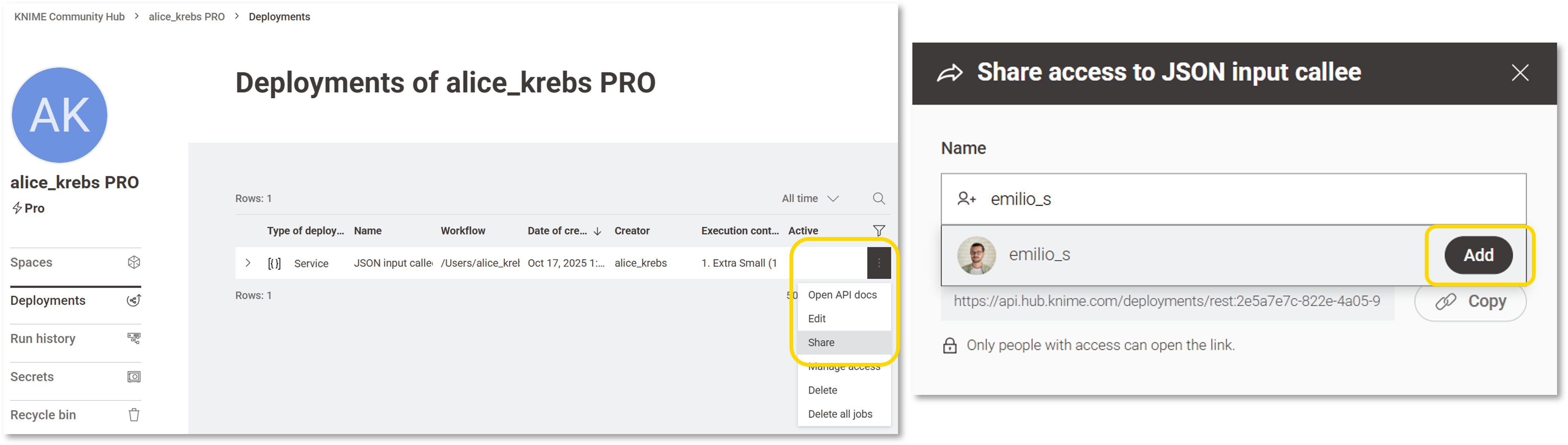 Share service deployment