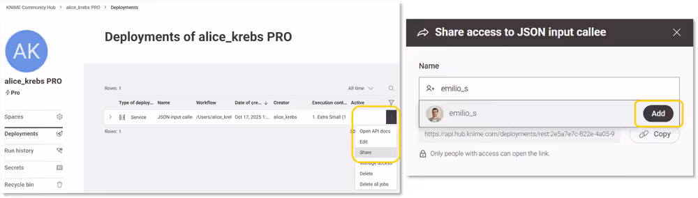 Share service deployment