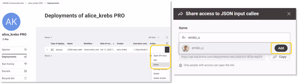 Share service deployment