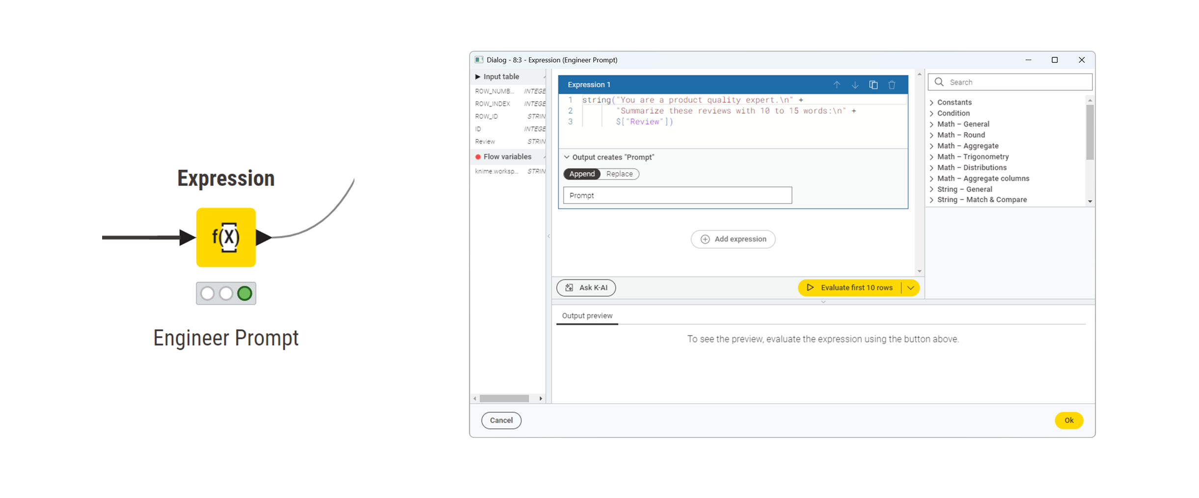 Show prompt column