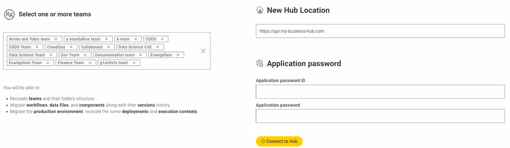 teams selection connection
