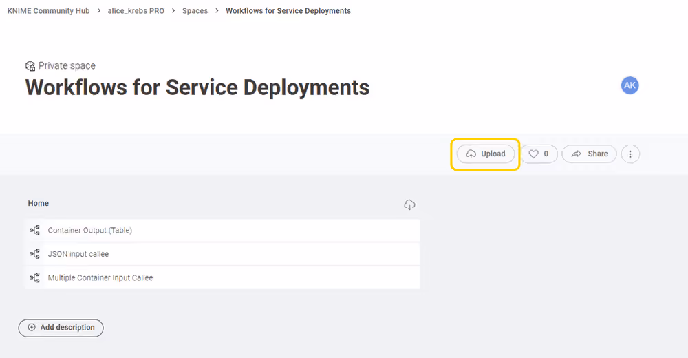 upload workflow from webpage