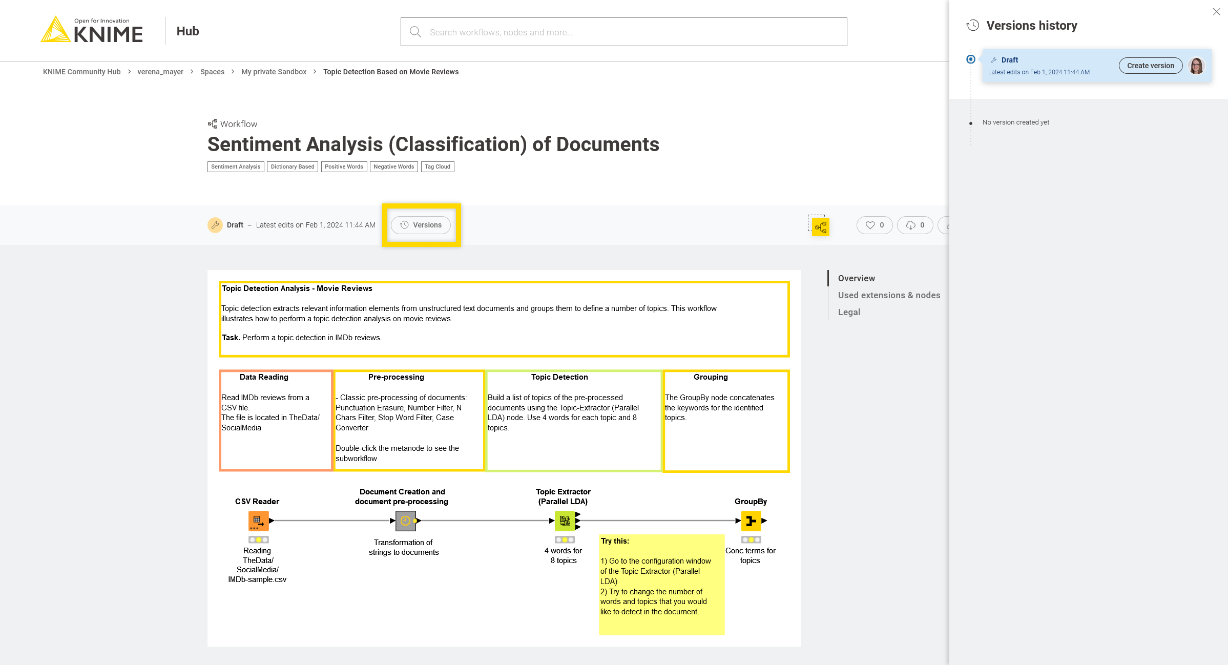 Workflow history