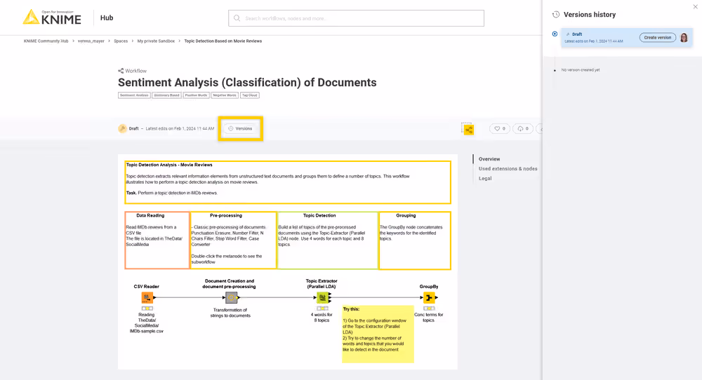 Workflow history