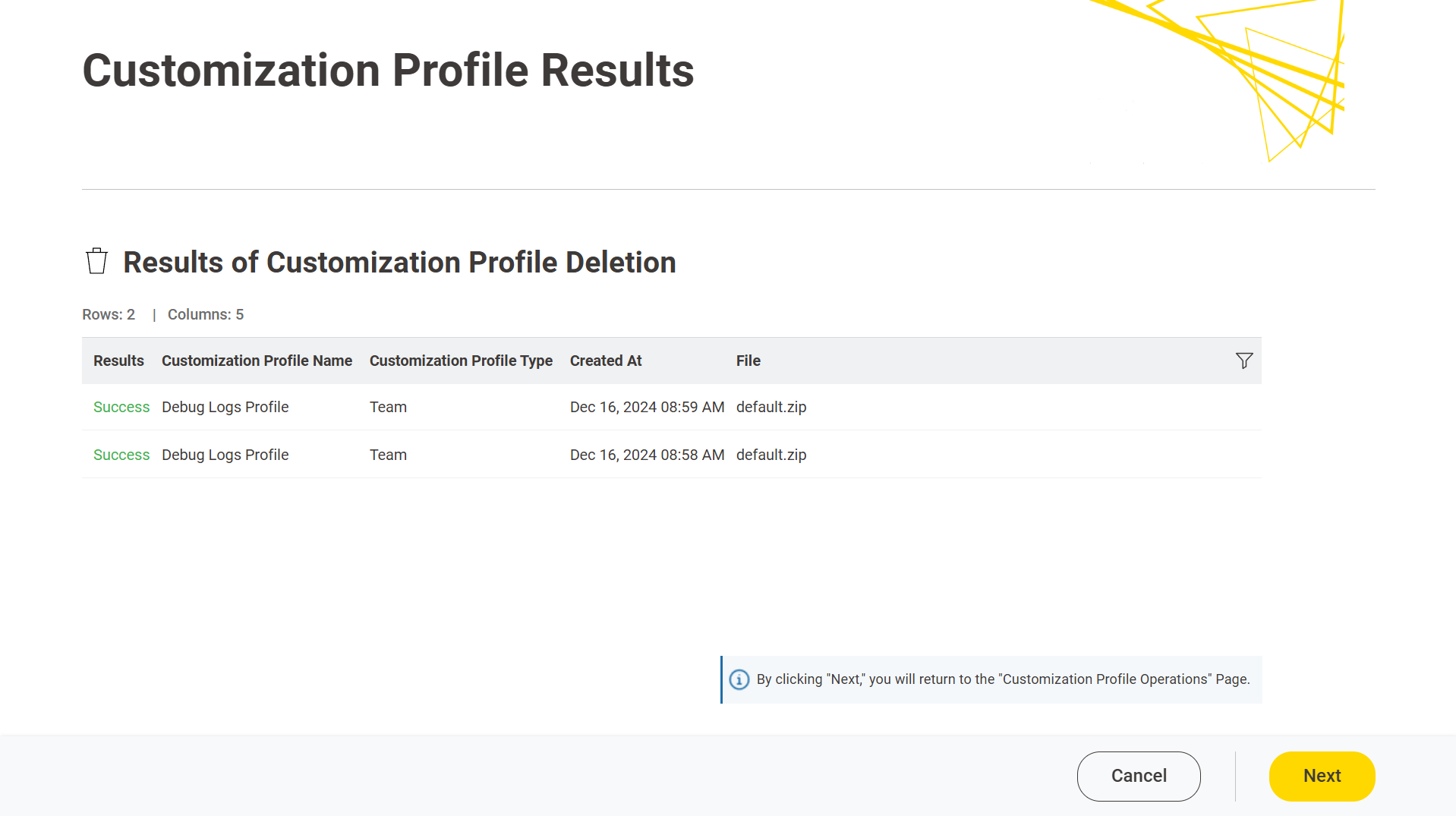 img customization profile delete global admin results