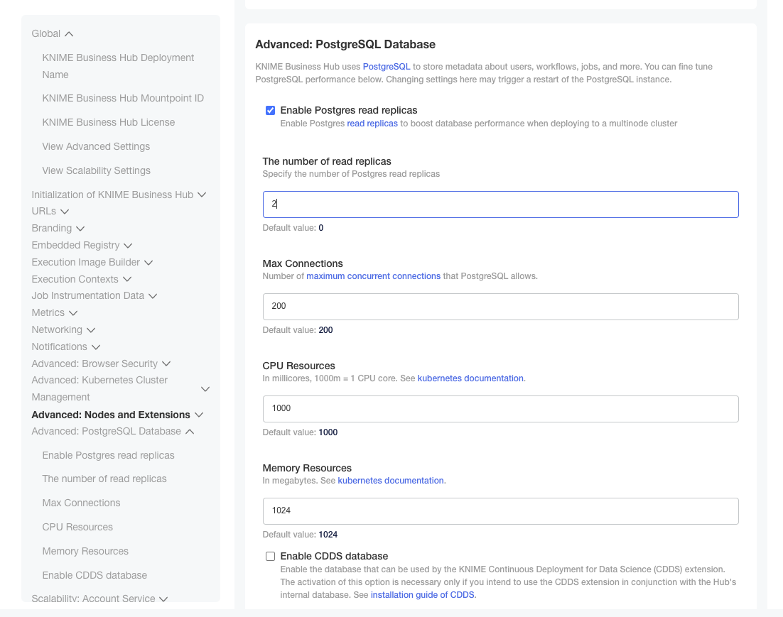 img postgres read replicas settings