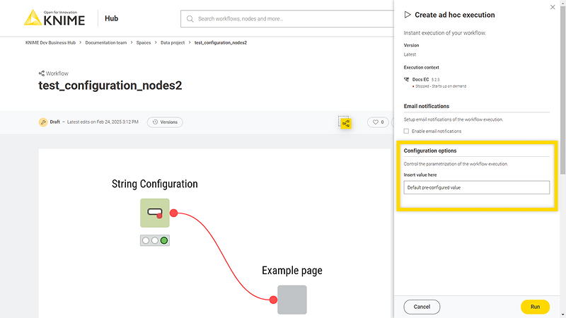 img configuration node parameters hub