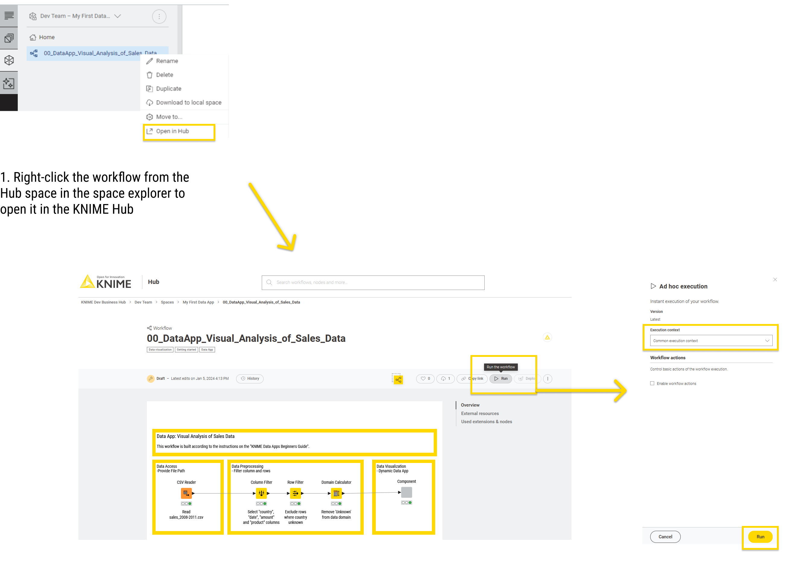 14 open run workflow in hub