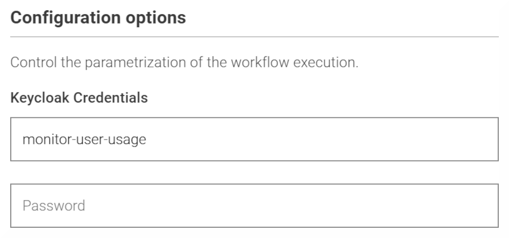 Screenshot of the ad hoc or deployment configuration to set the keycloak service client ID and secret configuration.