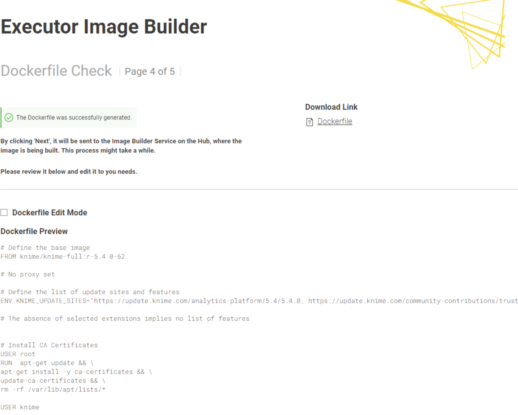 executor image builder data app page4