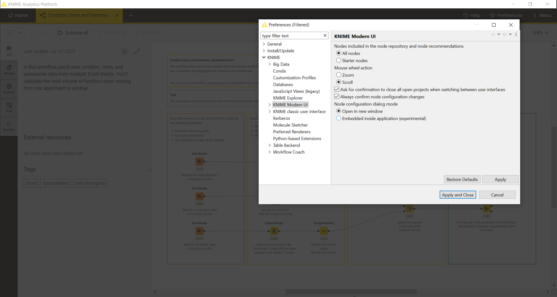 13 knime preferences modern ui