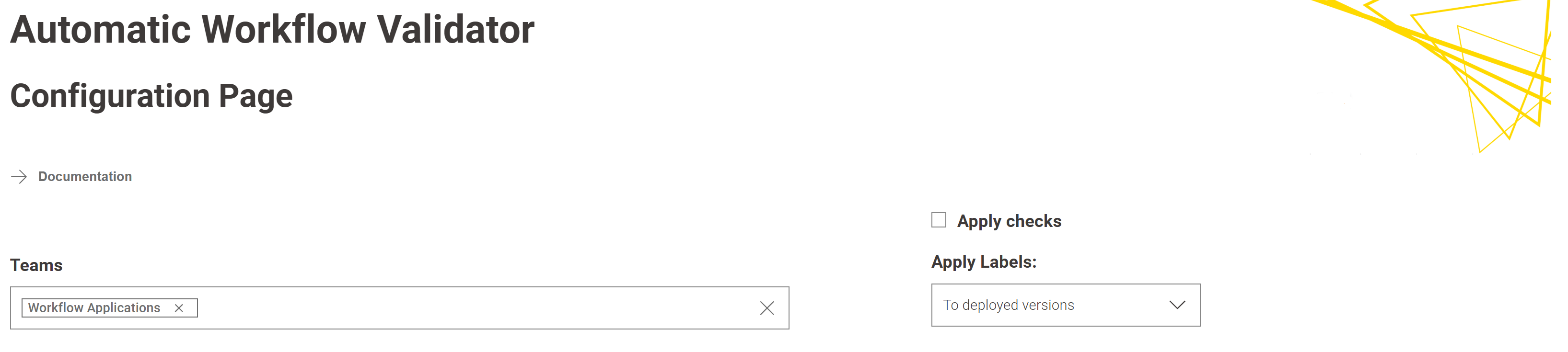 Screenshot of the configuration panel of the workflow