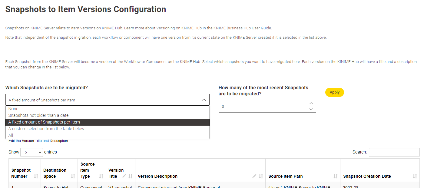 server to hubmigration workfow page3 versions