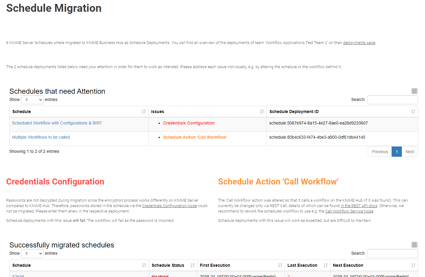 server to hubmigration workfow page4 schedules