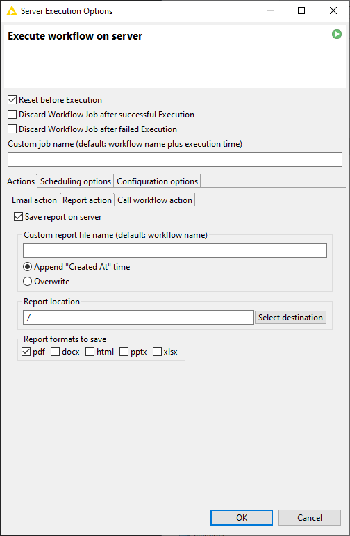 img standard execution options report